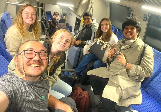 Students on a train